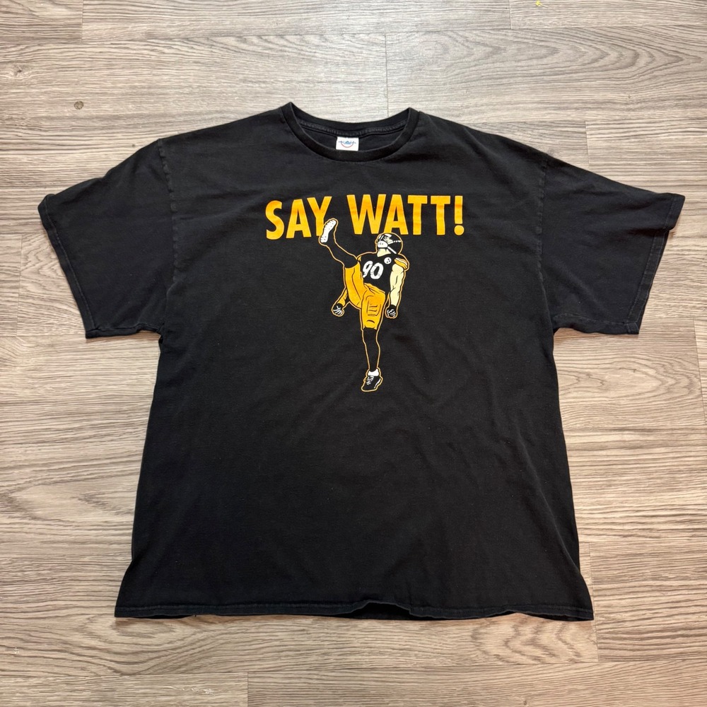 Pittsburgh Steelers TJ Watt Say Watt Graphic T-Shirt Black 2XL Delta Pro Weight